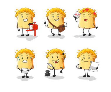 Bal postacılı ekmek karakteri. çizgi film maskotu vektörü