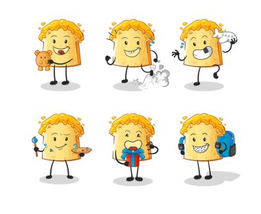 Ballı ekmek, çocuklar grubu karakteri. çizgi film maskotu vektörü