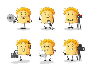 Bal eğlence grubu karakterli ekmek. çizgi film maskotu vektörü