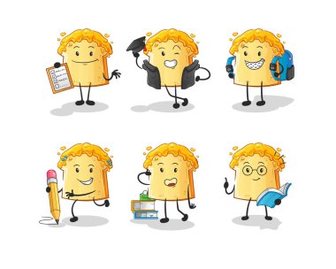 Bal eğitimli ekmek karakterli. çizgi film maskotu vektörü