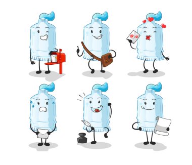 Diş macunu postacısı karakter belirledi. çizgi film maskotu vektörü