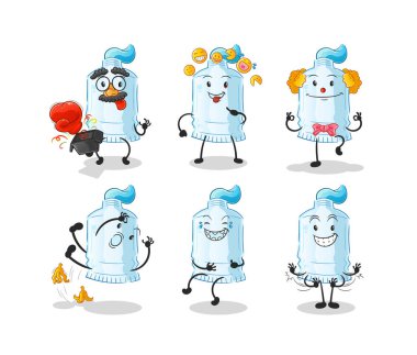 Diş macunu komedi dizisi. çizgi film maskotu vektörü