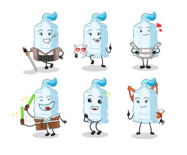 Diş macunu Japon kültür grubu karakteri. maskot vektörü