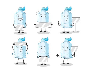 Diş macunu grubu karakteri. maskot vektörü