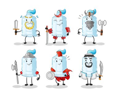 Diş macunu savaşçı grup karakteri. çizgi film maskotu vektörü