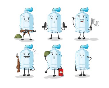 Diş macunu asker karakteri. çizgi film maskotu vektörü