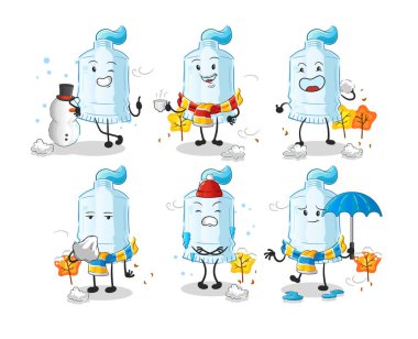 Soğuk hava karakteri maskotu vektöründe diş macunu