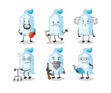 Diş macunu yaşlı bir karakter. çizgi film maskotu vektörü