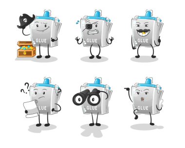 Yapıştırıcı Korsan grup karakteri. çizgi film maskotu vektörü