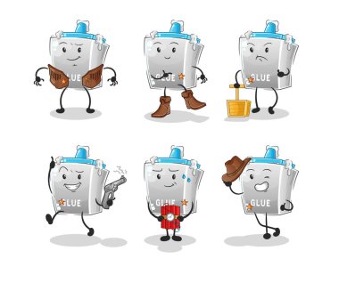 Tutkal kovboy grubu karakteri. çizgi film maskotu vektörü