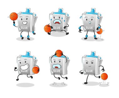 Tutkal basketbol oyuncusu grup karakteri. maskot vektörü