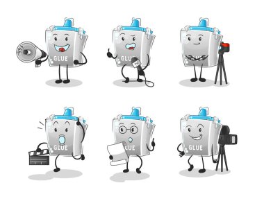 Yapıştırıcı eğlence grubu karakteri. çizgi film maskotu vektörü