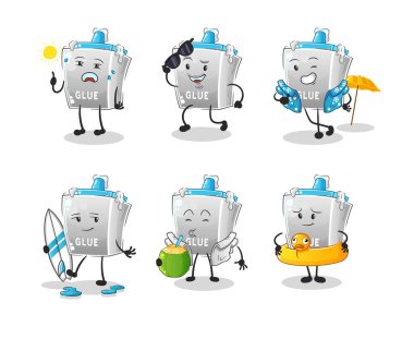 Yapışkan tatil karakteri. çizgi film maskotu vektörü