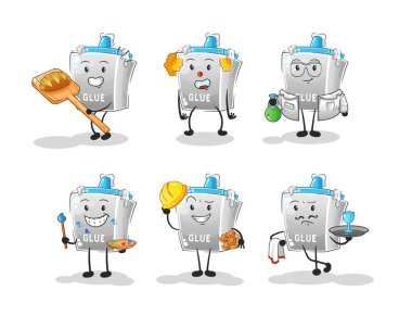 Tutkal mesleği karakter belirler. çizgi film maskotu vektörü