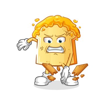 Ballı ekmek ve karate maskotu. çizgi film vektörü