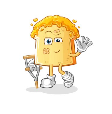 Ballı ekmek topallıyor. çizgi film maskotu vektörü