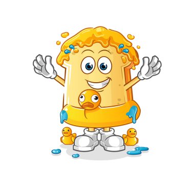 Ballı ekmek ve ördek şamandırası. çizgi film maskotu vektörü