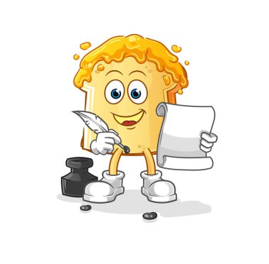 Bal yazıcı vektörlü ekmek. çizgi film karakteri