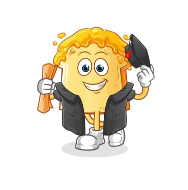 Ballı ekmek mezuniyet vektörü. çizgi film karakteri