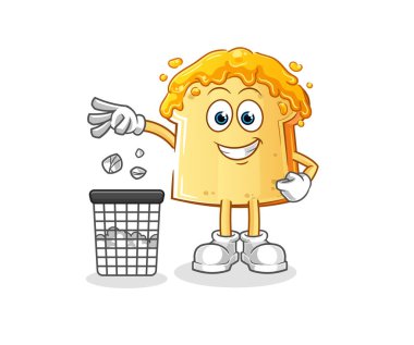 Ballı ekmek. Çöp maskotu. çizgi film vektörü