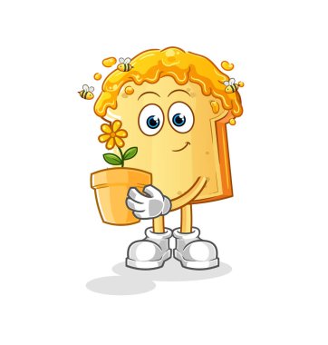 Ballı ekmek ve saksı. karakter vektörü