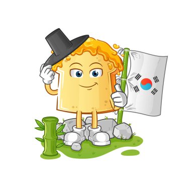 Ballı ekmek Koreli karakter. çizgi film maskotu vektörü