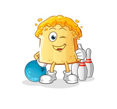 Ballı ekmek bowling illüstrasyonu. karakter vektörü