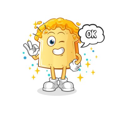 Ballı ekmek ve maskot. çizgi film vektörü