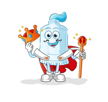 Diş macunu kral vektörü. çizgi film karakteri