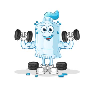 Diş macunu ağırlık çalışması illüstrasyonu. karakter vektörü