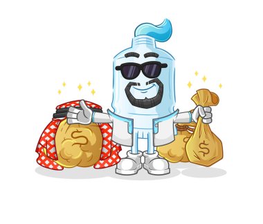 Diş macunu zengin Arap maskotu. çizgi film vektörü