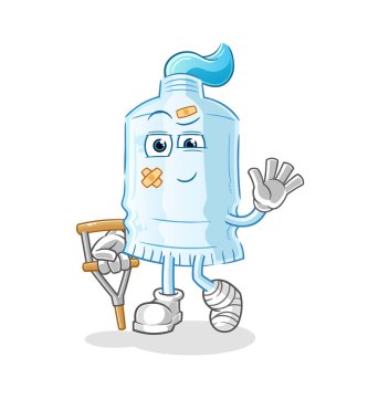 Topallayan çubukla diş macunu hasta. çizgi film maskotu vektörü