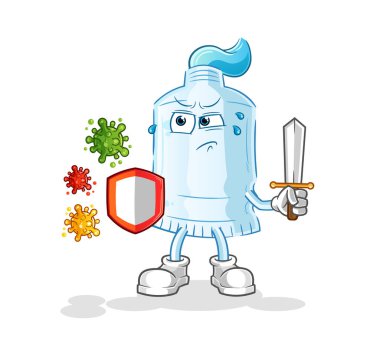 Virüs çizgi filmine karşı diş macunu. çizgi film maskotu vektörü