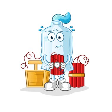 İçinde dinamit olan diş macunu. çizgi film maskotu vektörü