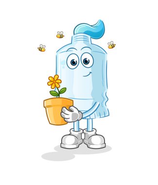 Saksılı diş macunu. karakter vektörü