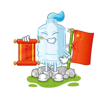 Diş macunu Çin çizgi filmi. çizgi film maskotu vektörü