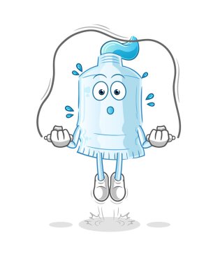 Diş macunu ip atlama egzersizi. karakter vektörü