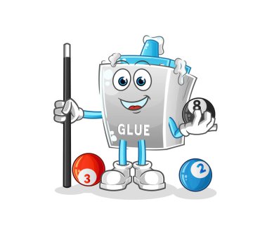 Yapıştırıcı bilardo karakterini canlandırıyor. çizgi film maskotu vektörü