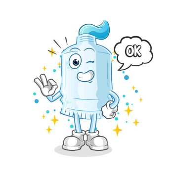 Diş macunu kabul ediyor. çizgi film vektörü