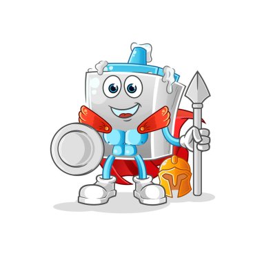 Yapışkan Spartalı karakter. çizgi film maskotu vektörü