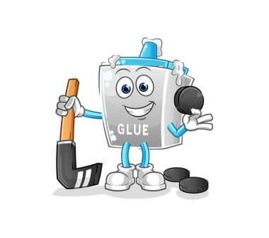 Hokey vektörü oynayan yapıştırıcı. çizgi film karakteri