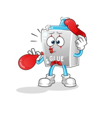 Yapıştırıcı pandomim balonu şişiriyor. çizgi film maskotu vektörü