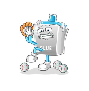 Tutkal beyzbol sürahi çizgi filmi. çizgi film maskotu vektörü