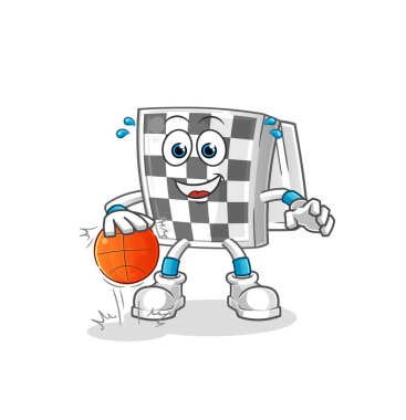 Satranç tahtası basketbol oyuncusu. çizgi film maskotu vektörü