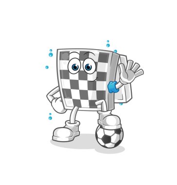 Satranç tahtası futbol illüstrasyonu oynuyor. karakter vektörü