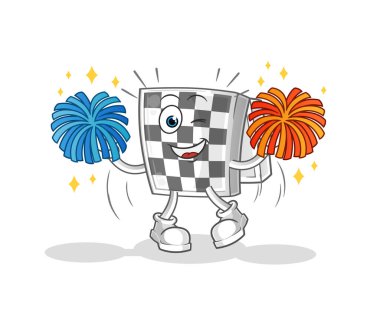 Satranç tahtası amigo kız çizgi filmi. çizgi film maskotu vektörü