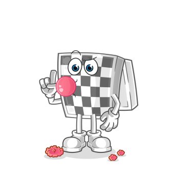 Satranç tahtası sakız vektörü. çizgi film karakteri