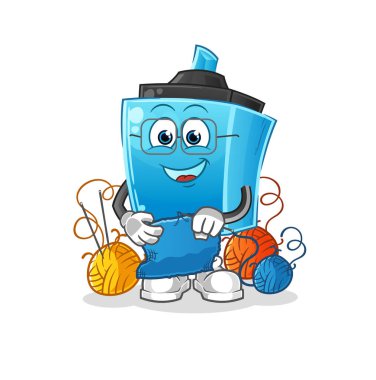 İşaretli kalem terzi maskotu. çizgi film vektörü