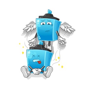 İşaretleyici kalem ruhu vücut maskotunu terk eder. çizgi film vektörü