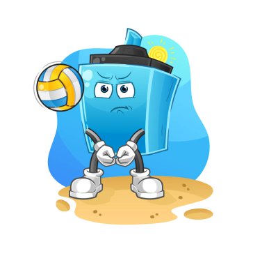 Kalem oyunu voleybol maskotu. çizgi film vektörü